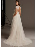 Ivory Lace Tulle Keyhole Back Pregnant Women Wedding Dress